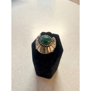 Fritz Casuse Relios Sterling‎ Silver Malachite Ring 7.5